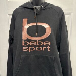 Bebe Sport Black Hoodie with Metallic Accent